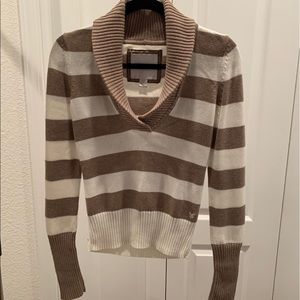 American Eagle Outfitters White & Tan Sweater